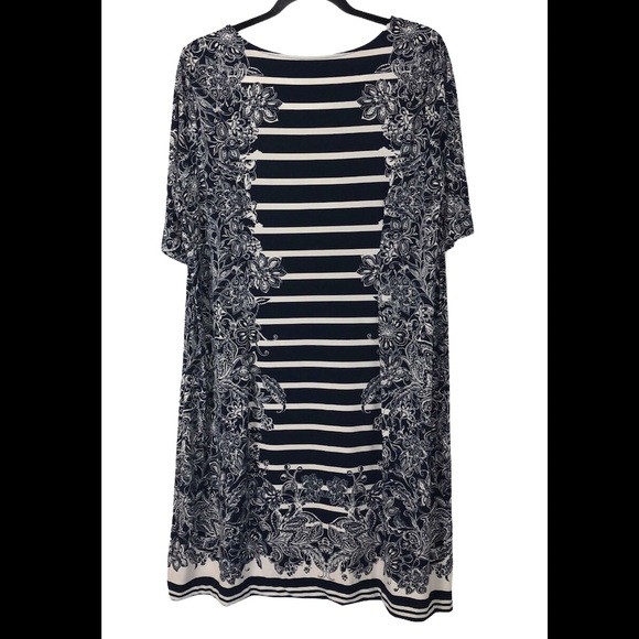 Striped floral shift dress 1X - Picture 2 of 8